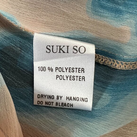 Sukiso Women's Goddess Kimono in Tan Teal Tie Dye - Picture 11 of 14